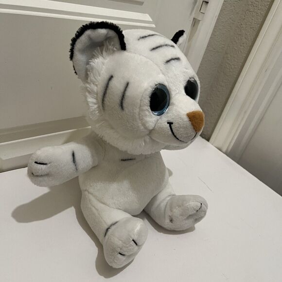 Aliki White Tiger Plush Big Blue Eyes 11" Stuffed Animal Toy - Picture 5 of 9